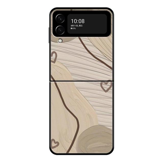 

Чехол для телефона Samsung Galaxy Z Flip 4 Z Flip3 5g, чехол для Galaxy Z Flip Hard Shell, модный коричневый чехол с текстурой дерева Love Samsung Z Flip4