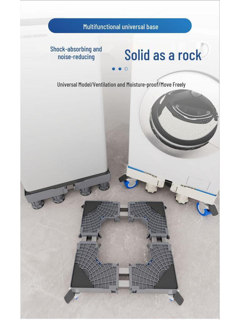 Grauer Verstellbarer Mobiler Waschmaschinenständer mit Rädern und Bremsen