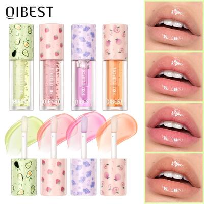 QIBEST Mirror Lip Oil Water Fruit Flavor Moisturizing Moisturizing Lip Plumping Hydrating Transparent Anti-Drying Lip Honey Makeup
