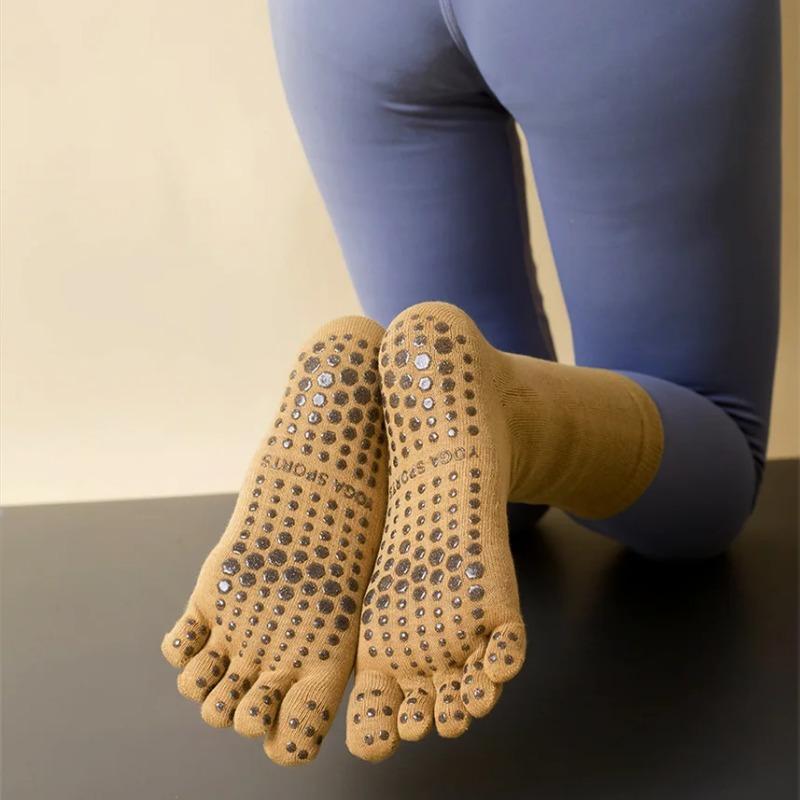 Damskie, solidne, kropkowane, gumowe, zimowe, długie, ciepłe, łydkowe, pięciopalczaste, do ćwiczeń na podłodze, do jogi, antypoślizgowe, bawełniane, w paski, sportowe, do pilatesu