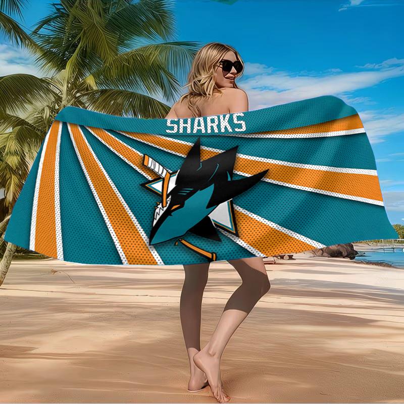 San Sharks Pattern Beach Towel Microfiber Beach Towel, Lightweight and Quick-Dry, for Summer Travel, Swimming Pool Fan Birthday Gift