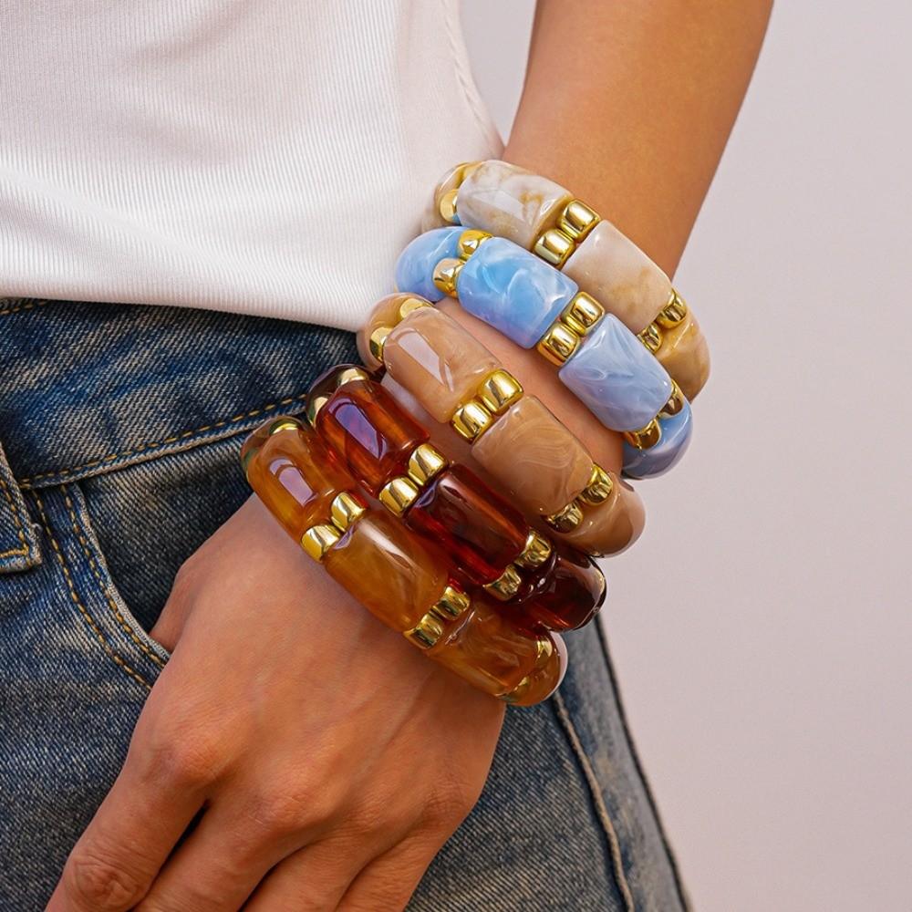Wide Acrylic Bangle Geometric Retro Hand Ring Temperament Exaggerated Bracelet  Gift