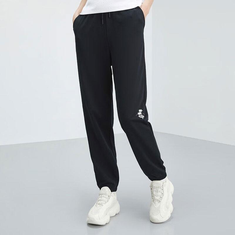 Anta Lifestyle Series Solid Color Knitted Casual Sports Pants Women Bottoms Black 162328303-1