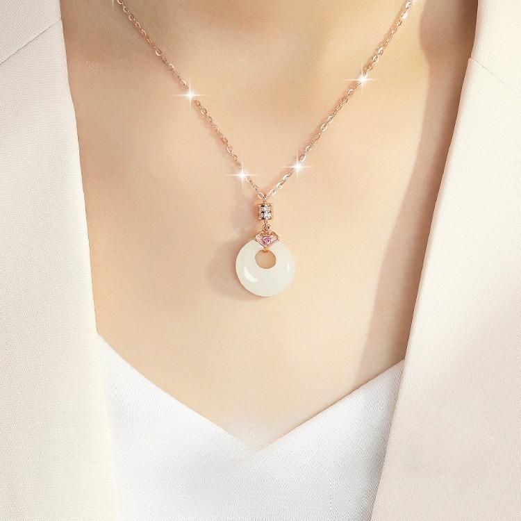 Ping An Buckle Necklace Female Compact Waist Ruyi Pendant Chinese Style Guochao Clavicle Chain For Girlfriend Premium