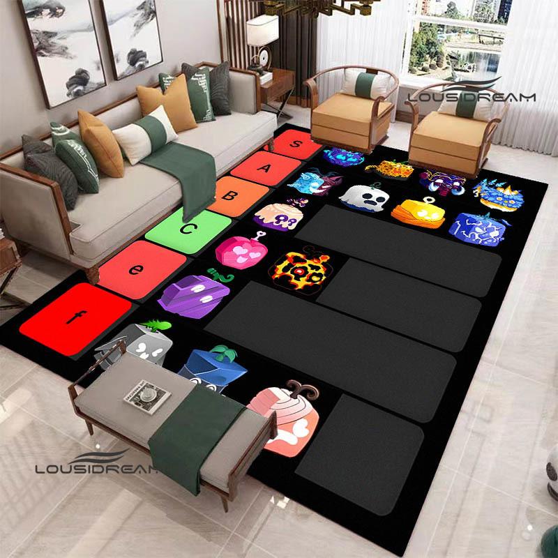 3D game B-blox fruits printed carpet Non-slip carpet outdoor carpets area rug Home bedroom decor rug for bedroom birthday gift