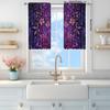 2PCS Mysterious Purple Floral Print Sheer Polyester Curtains Rod Pocket Top for Bedroom Living Room Office Study Home Decor