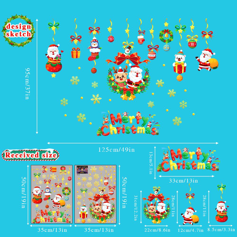2PCS PVC Christmas Window Stickers Snowman Snowflake Santa Claus Window Electrostatic Sticker Merry Christmas Decals Home Decoration