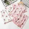 Girls Summer Pajama Set Cherry Blossom Print 4-Way Stretch Shorts & Tee Breathable Modal Blend for Bedtime and Playtime for 1-8Y