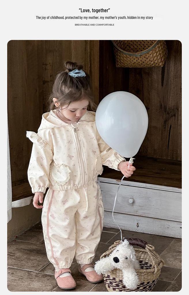 Spring 2026 Baby Girl Hooded Jacket & Cardigan Set - Fashionable Long Sleeve Coat