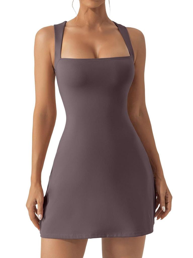 Strappy Solid Color Tight Dress