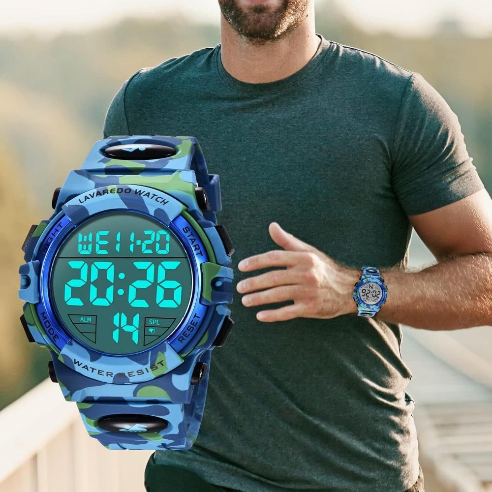 L Lavaredo Men S Waterproof Watch digitaL 50m Water reSiStant Date Day aLarm 1