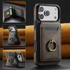 Ring Magnetic Leather Flip Wallet Card Holder Phone Case For iPhone 18 Pro Max 17 Air 17E 16E 16 Plus 15 14 13 12 Purse Cover