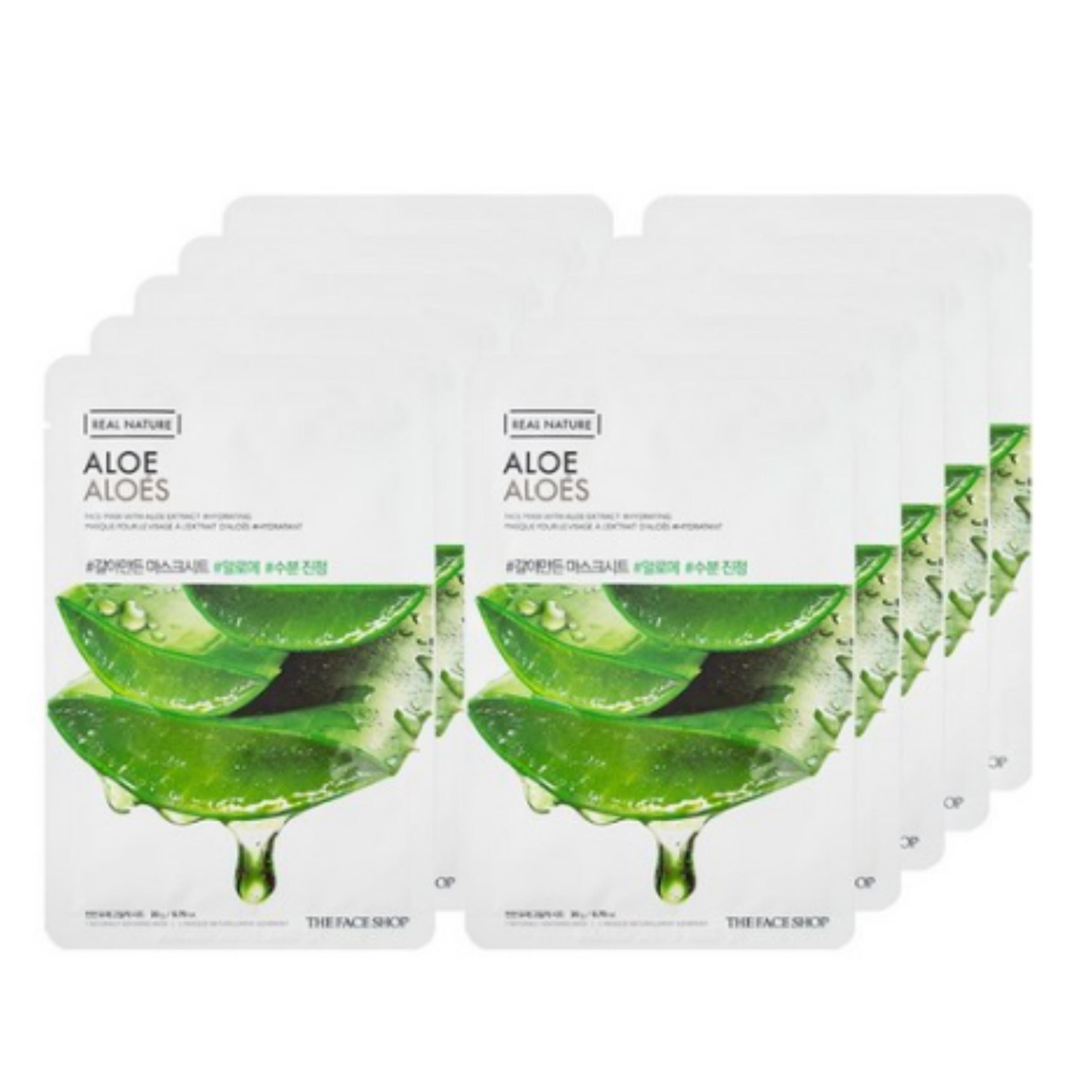 THE FACE SHOP Тканевая маска для лица Ground Aloe, 1 шт. × 10 шт.