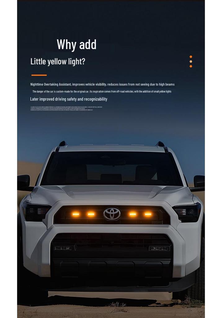 LED Daytime Running Lights for 25 Toyota 4Runner Models - TRD SR5 Grille, Small Yellow