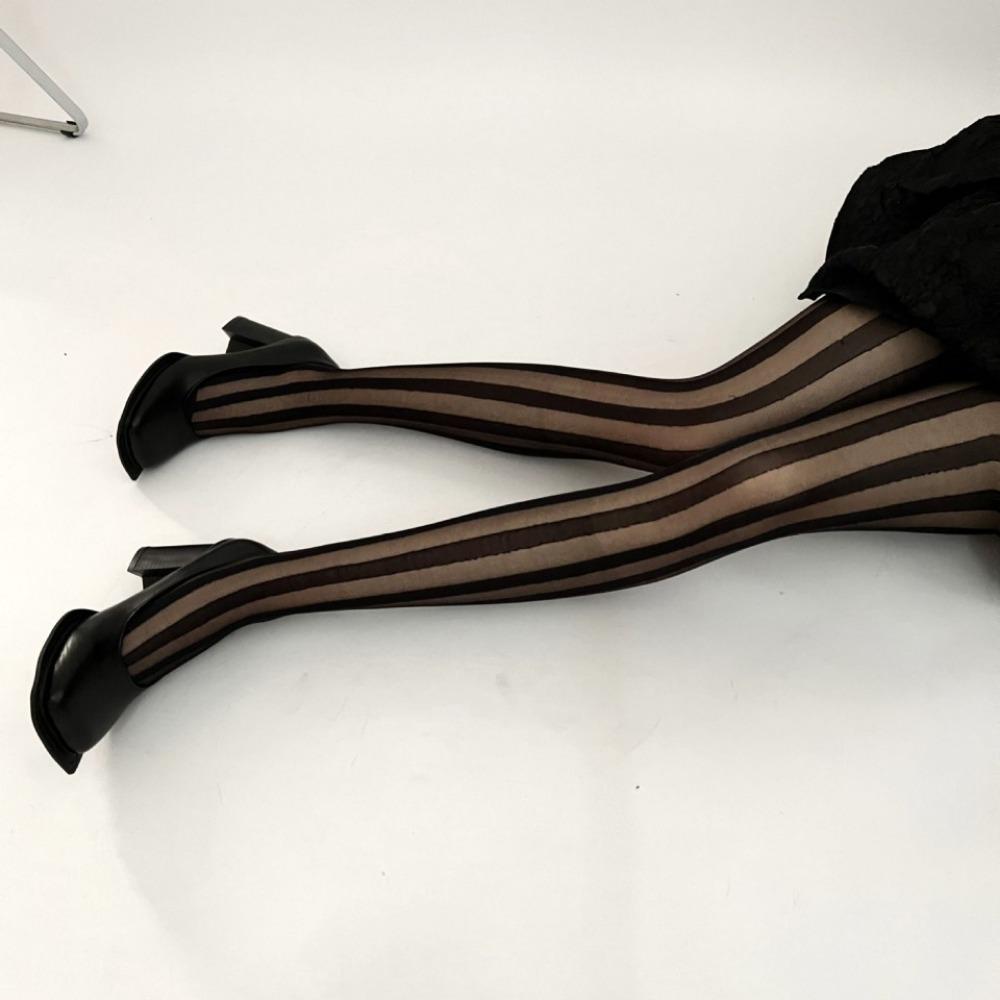 Japanese Black Stockings Female Sexy Side Vertical Stripes Summer Thin Jk Babes Ins Internet Celebrity Black Stitching Pantyhose