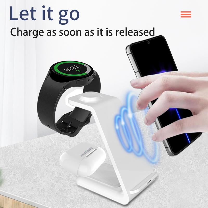 3 in 1 Wireless Charger Stand For Samsung Phones Galaxy Watch 7 8 9 Airpods Pro Fast Charging Dock Station