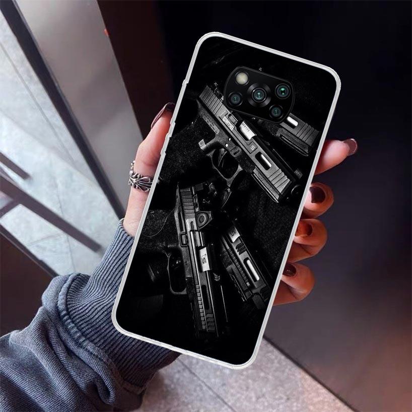 Gun Bullets AK47 Handgun Phone Case For Xiaomi Poco X7 X6 X5 Pro F7 Ultra Redmi 15C 15 13 13C 12 12C 10 10A 10C 9 9A 9C 9T Shell