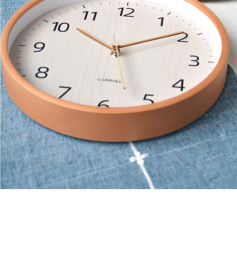 Nordic Solid Wood Silent Wall Clock for Living Room and Bedroom