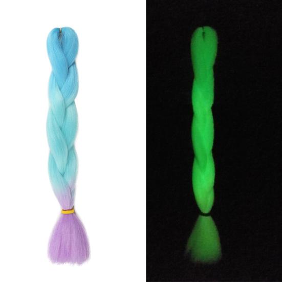 Yousheng Świecący Warkocz Kolor Gradientowy Świecący w Ciemności Dekoracyjny Antypoślizgowy Widoczny Warkocz Włosy Syntetyczne Neonowy Świecący Jumbo Warkocz Kucyk