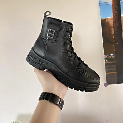 Women's Shoes 2024 Hot Sale Ankle Women's Boots Classics Modern Boots Women Cross-tied Round Toe Side Zip Platform Female Shoes