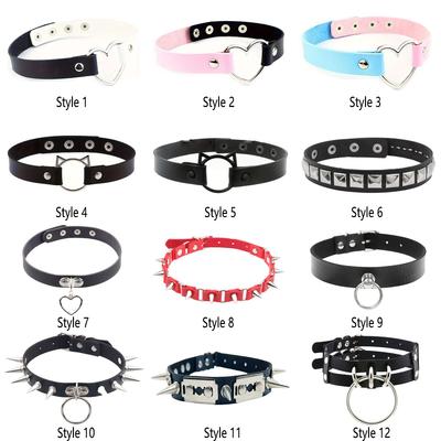 1pc Fashion Punk Gothic Necklace Collar, Rivet Choker Y2K Necklace For Halloween Cosplay Christmas Party Birthday Lovers Gifts