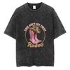 Vintage Washed Western Cowboy Boot Graphic Print Oversized T-Shirt Crew Neck Tee for Country Lovers