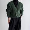 2026 Japanese Retro V-neck Knit Cardigan: Spring/Autumn Artistic Loose Sweater for Men