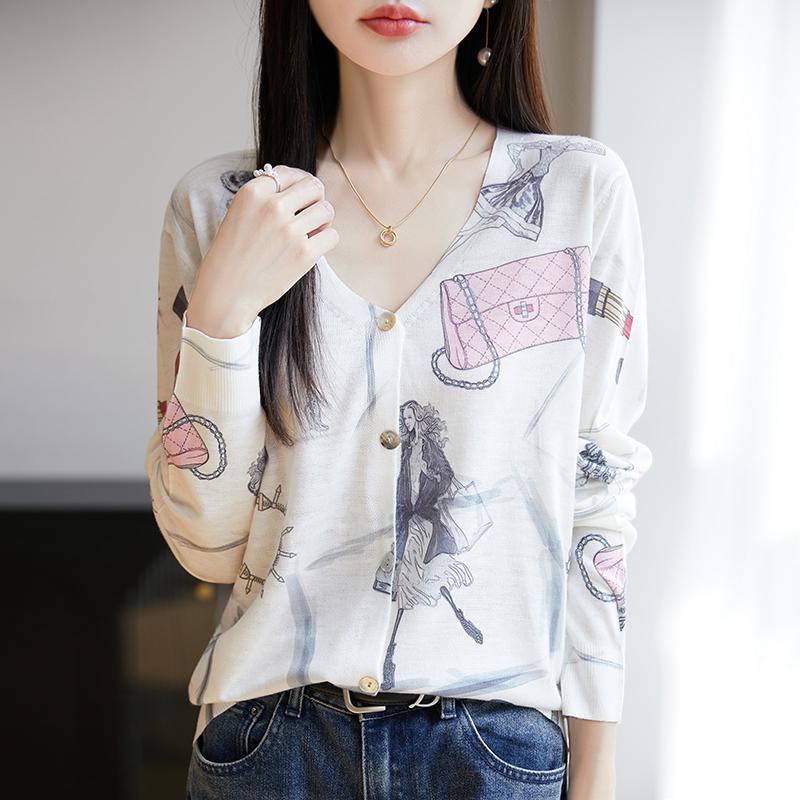 Leichte Strickjacke für Damen aus 50 % Wolle und 50 % Maulbeerseide – vielseitige Strickware für 4 Jahreszeiten für ganzjährigen Komfort und Stil