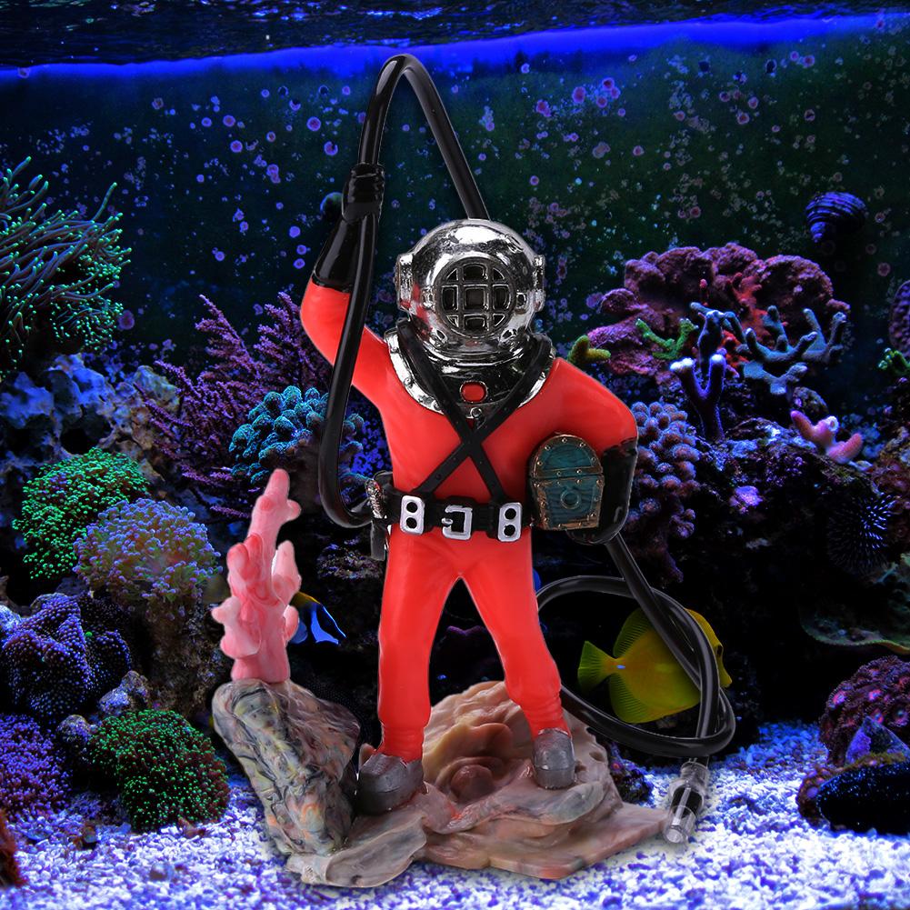 Underwater Animation Landscape Diver Treasure Hunt Man Pneumatic Aquarium Decor Necessary Aquatic Pet Decoration Supplies