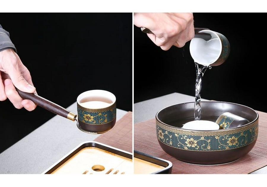 Automatic Ceramic Kung Fu Tea Set for Home: Teapot, Cups, Canister, Tray