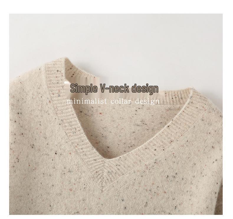 Women's Loose V-Neck Cashmere Sweater - Autumn/Winter 2024 Retro Korean Style Knitwear