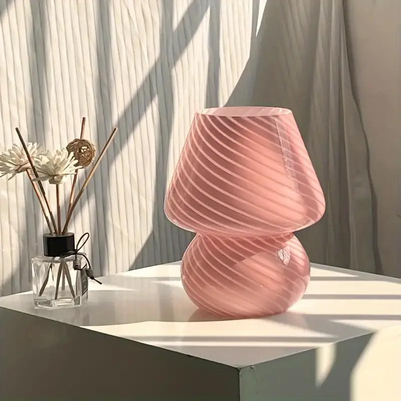 Italian Designer Glass Desk Lamp Glass Table Bedside Lamps Vintage Striped Small Mushroom Led Night Light Home Decor Desk Lamp