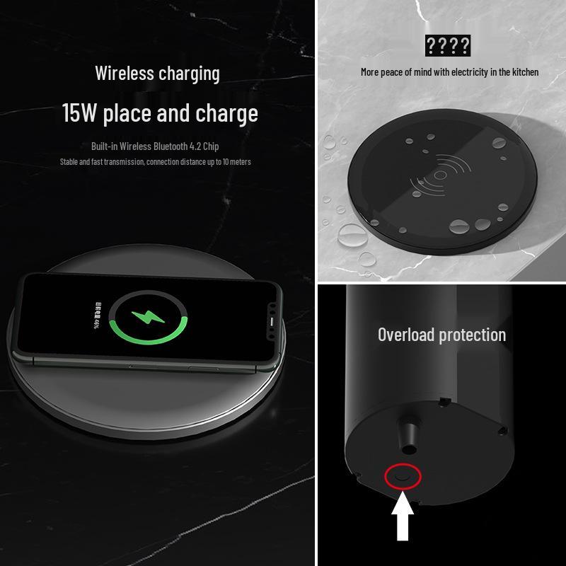 Priză verticală de alimentare wireless USB cu prize multiple, standarde SUA/Marea Britanie și suport Type-C
