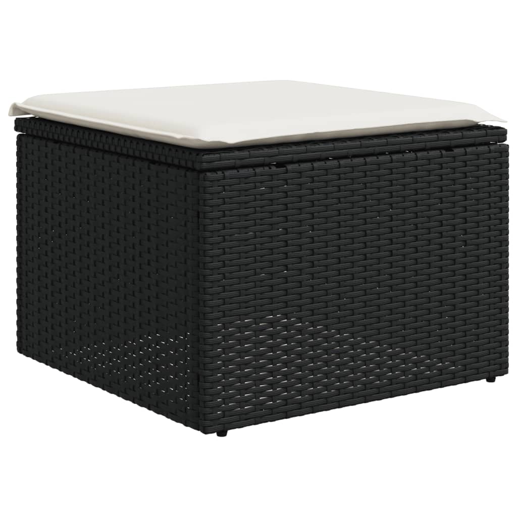 Vidaxl 11-Cz. Garden Lounge Set, Cushions Black Rattan Pe