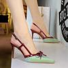 Bow, Thin Heel, High-heeled Shoes with Feminine Temperament, Empty Back Strap, Women's Single Shoes