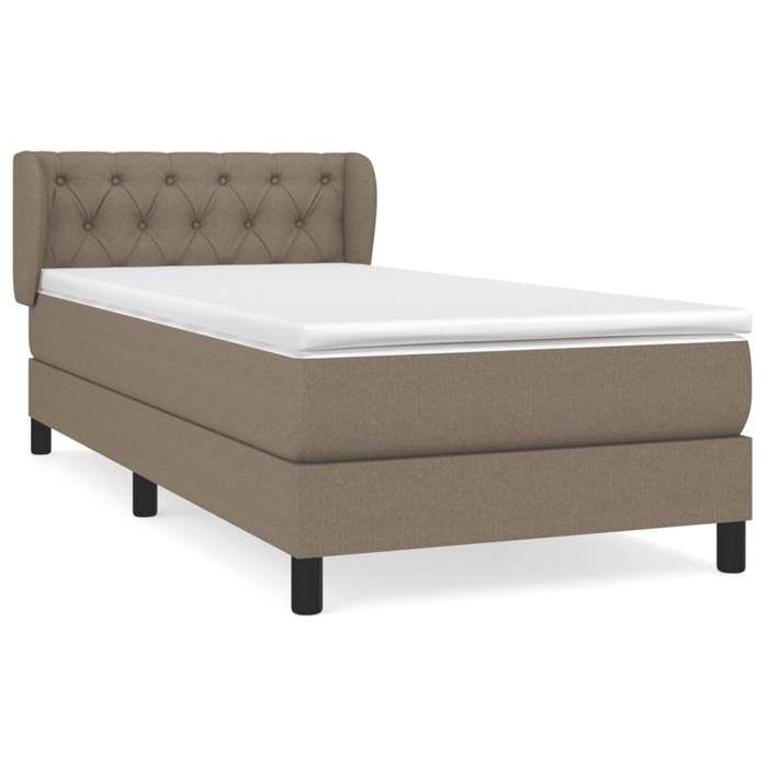 3126441 vidaXL Lit à sommier tapissier avec matelas Taupe 80x200 cm Tissu