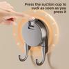 Durable No Drill Suction Cup Double Hook Wall Organizer Removable Bathroom Hooks Press Type Key Clothes Hook Home