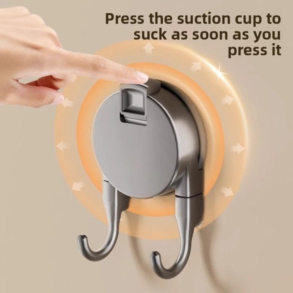 Durable No Drill Suction Cup Double Hook Wall Organizer Removable Bathroom Hooks Press Type Key Clothes Hook Home