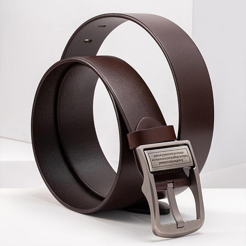 Men's Genuine Leather Belt 3.8 Wide-needle Buckle Belt