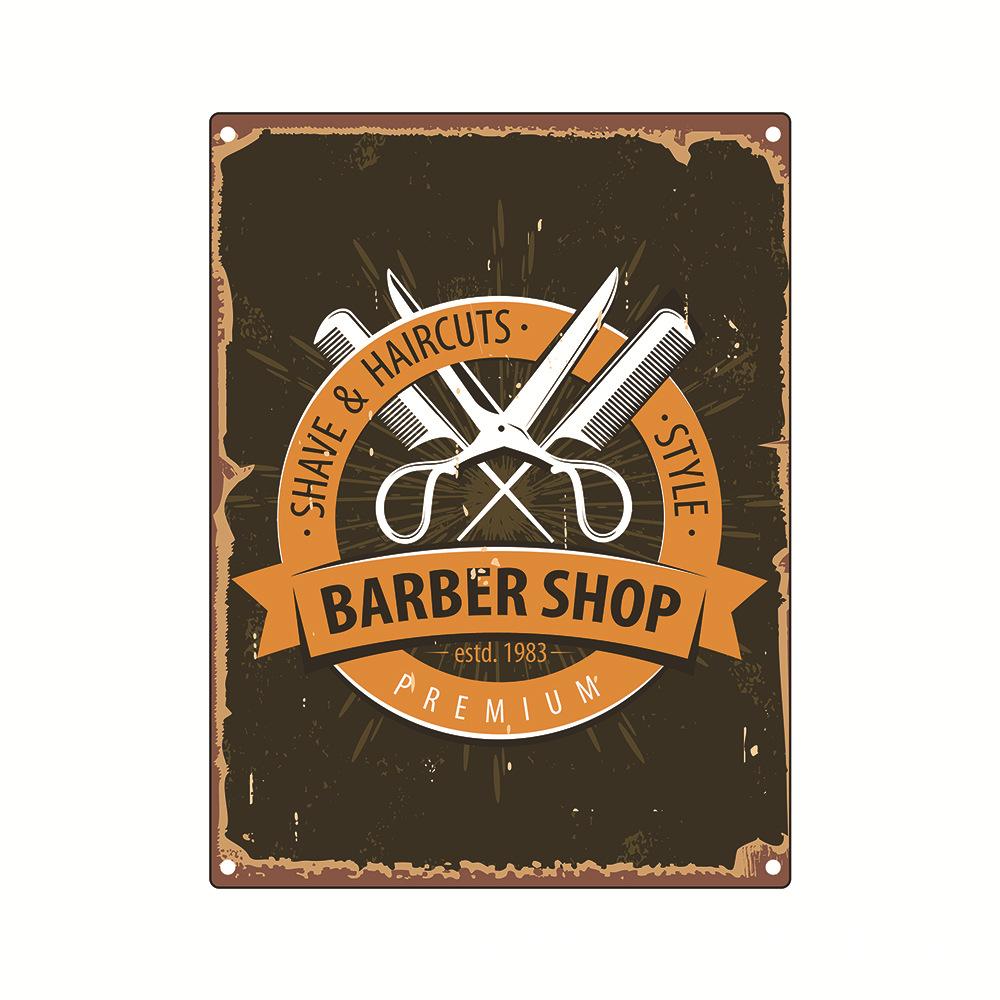 Barbershop Poster Beauty Salon Metal Tin Sign Scissors Tool Seat Iron Plate Painting Hair Dryer Barber Shop Wall Decor Plaque