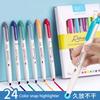 6Colors/set Morandi Retractable Highlighters Fluorescent Pen Manga Markers for Drawing Doodling Coloring Kawaii Stationery