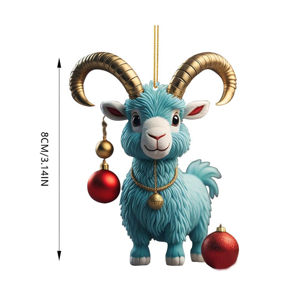 Christmas Cute Goat Home Party Decor 2D Christmas Tree Ornaments For Home Xmas Decoration Party Supplies