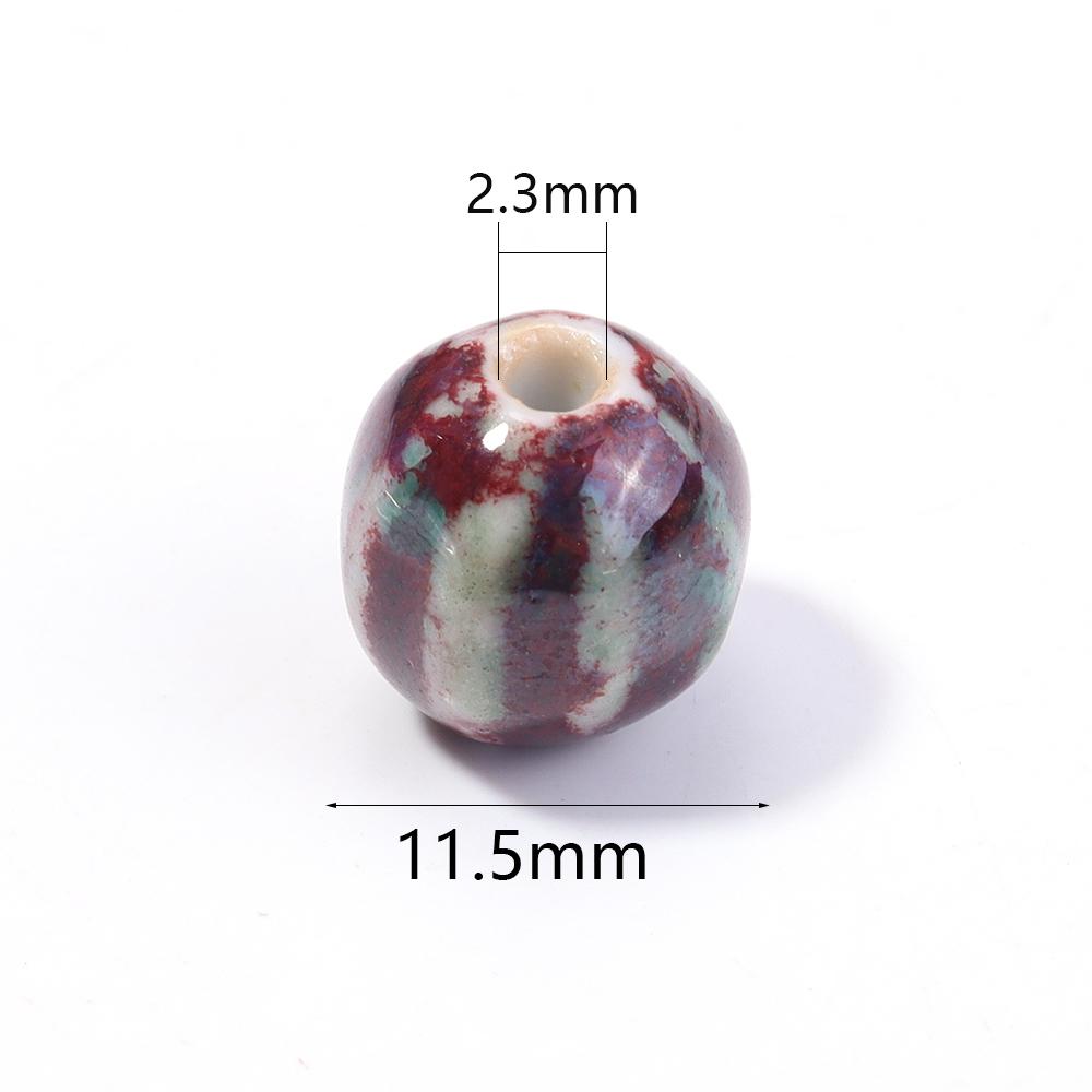 28pcs/string Pumpkin Shape Stripe Ceramics Beads Colorful Floral Glaze Porcelain Beads For DIY Charms Neckalce Bracelet Jewelry