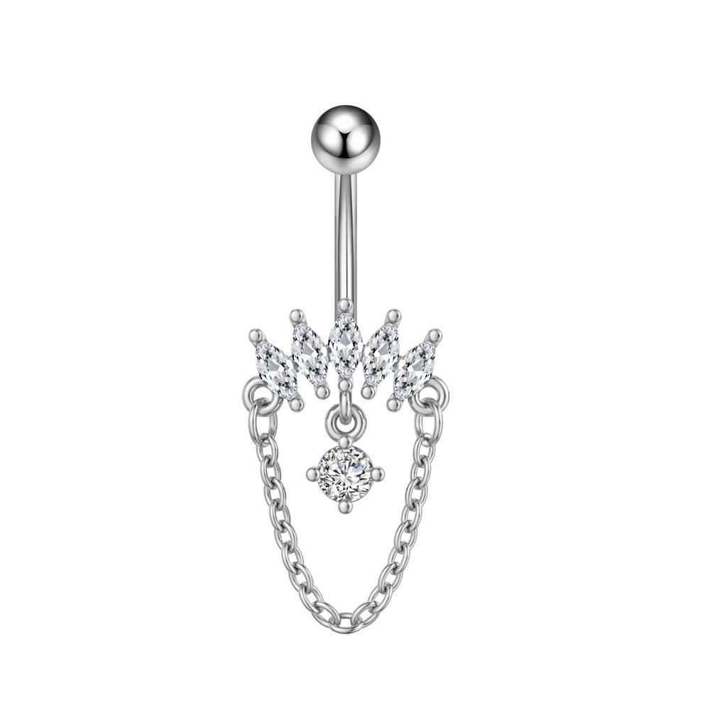Elegant Belly Navel Stud Stainless Steel Navel Button Butterfly Chain Navel Ring Seaside