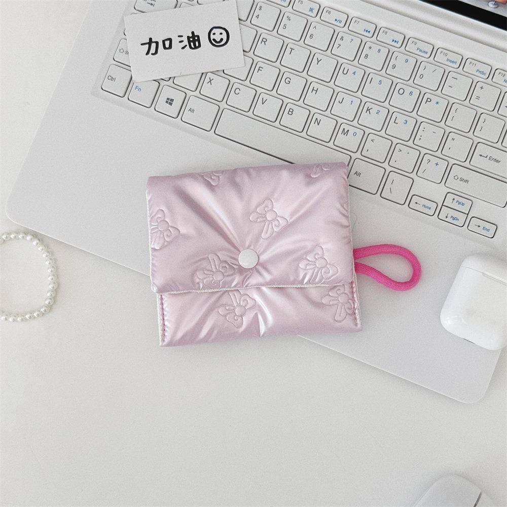 Silver Bow Pattern Coin Purse Women's Earphone Coins Keys Wallet Organizer Zipper Pouch Cosmetic Bag New