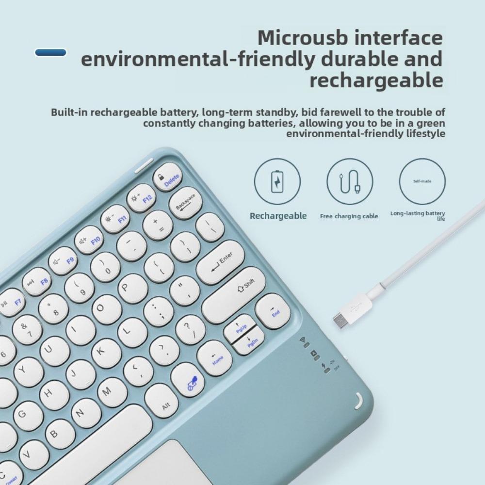 Bluetooth Keyboard Mouse Set Round Keycaps Touch Control for Phone Tablet Laptop iPad Wireless Combo
