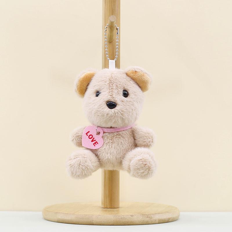 Cute Heart-shaped Bear Plush Keychain Fluffy Teddy Bag Pendant Stuffed Toy