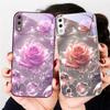 Ice crystal-colored roses For Samsung A01 02 03 Core 04 05 06 10 12 13 14 5G 15 16 M02 12 Note 8 9 10 20 glass Ultra phone case