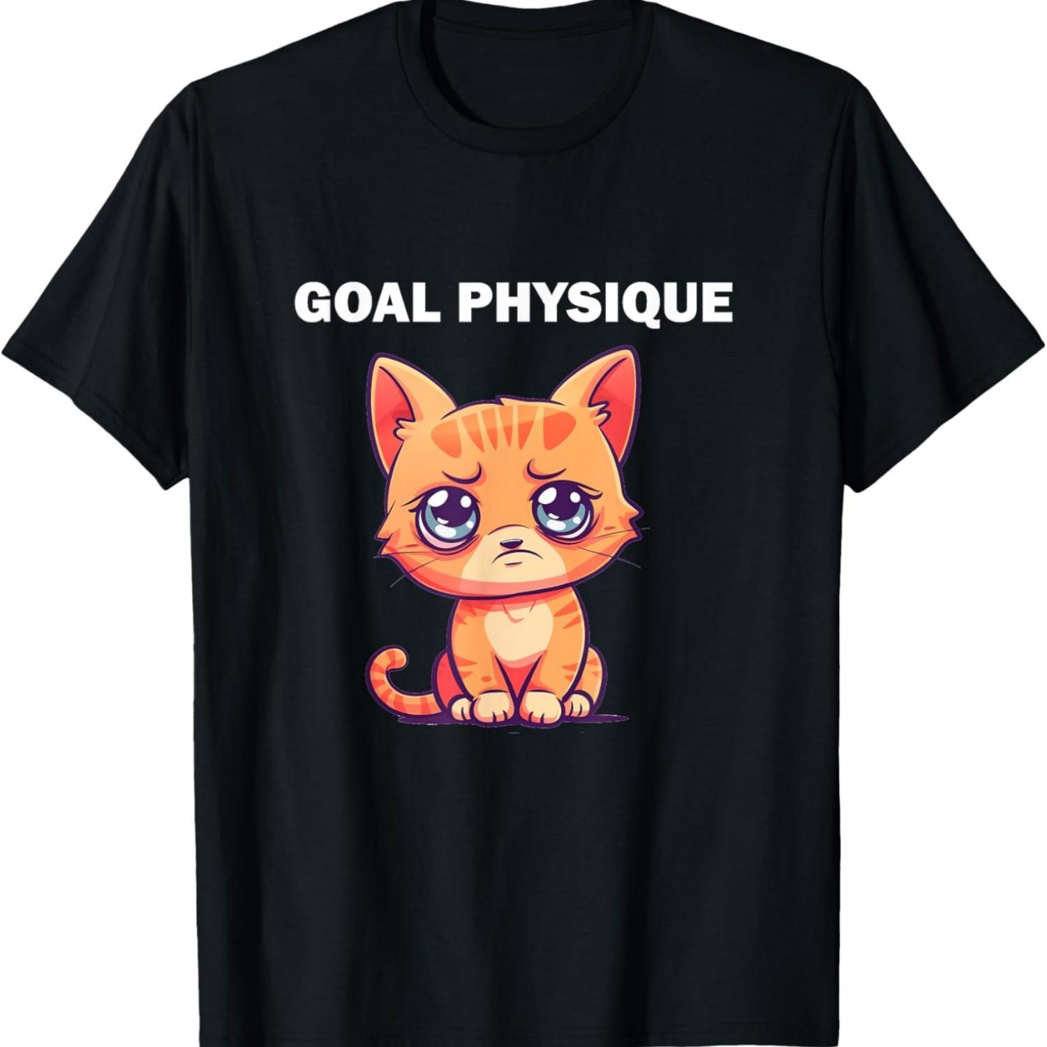 

Goal Physique Funny Cat Meme T-Shirt for Men Women Kids(1) S чёрный