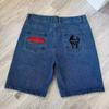 RogueWave Nye Harajuku Bokstav Svarte Jeans Hip Hop Vintage Baggy Shorts Casual Gym Denim Shorts Streetwear